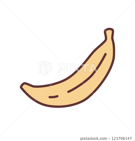 Banana doodle icon hand drawn with thin line in minimalistic style and colored 123706147
