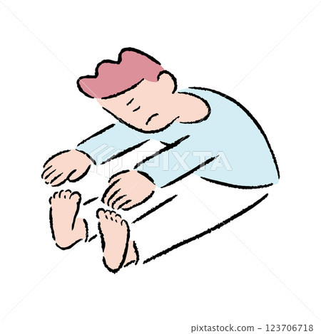 一個男人在伸展身體 123706718