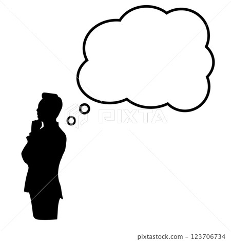 思考的商人和講話泡泡的輪廓 123706734