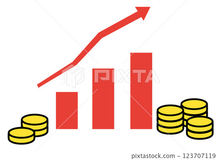 Vector illustration of an increasing money graph Vector illustration of an increasing money graph 123707119