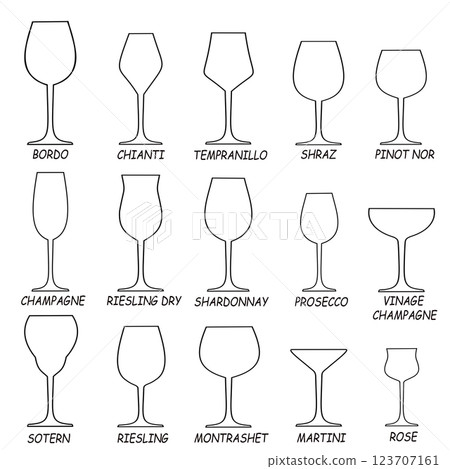 vector set of glasses and wine vector set of glasses and wine 123707161