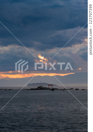 A spectacular view of Najima Torii and Enoshima from Morito Beach A spectacular view of Najima Torii and Enoshima from Morito Beach 123707399
