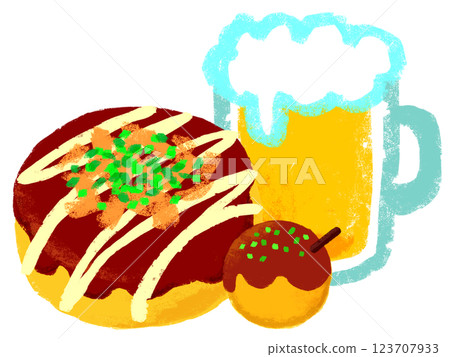 Crayon touch, simple illustration, Osaka gourmet 123707933