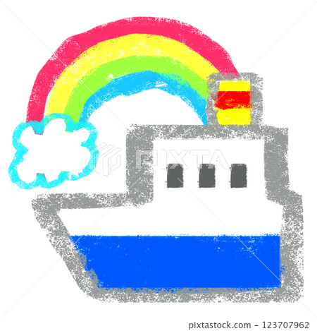 簡單插畫，蠟筆觸感，快樂巡航 123707962