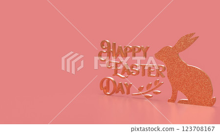 The Gold Text and rabbit for Easter Day concept 3d Rendering. The Gold Text and rabbit for Easter Day concept 3d Rendering. 123708167