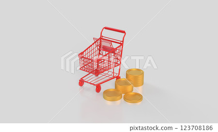 The Red Shopping cart for Business concept 3d Rendering. 123708186