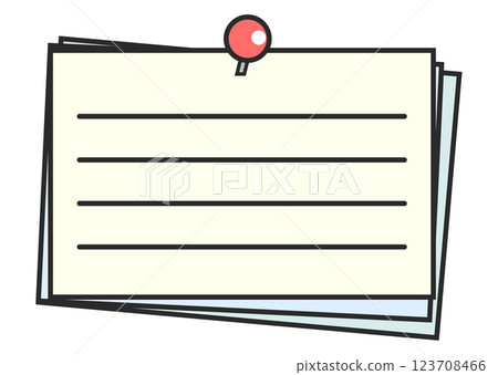 圖示為記事本，上面寫有訊息或備忘錄，並用圖釘固定 123708466
