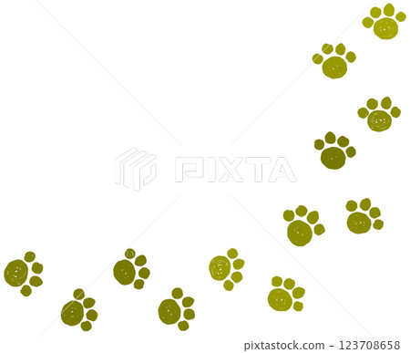 Paw print illustration of cute dog or cat pets walking around 123708658
