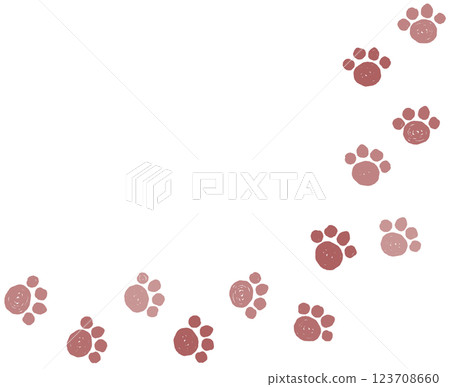 Paw print illustration of cute dog or cat pets walking around 123708660