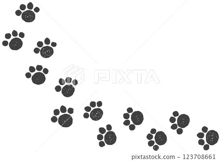 Paw print illustration of cute dog or cat pets walking around 123708661