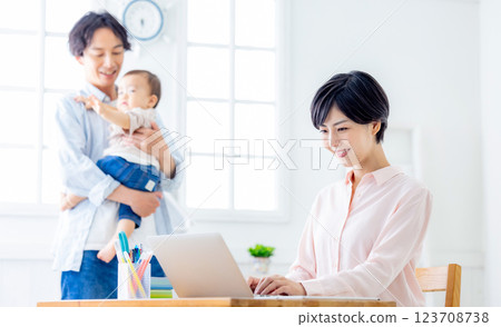 Telework male childcare 123708738