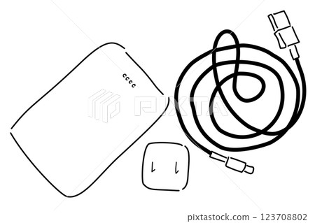 手機電池插圖線描 手機電池插圖線描 123708802