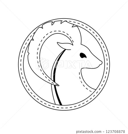 Zodiac horoscope. Capricorn astrological icon symbol. Stylized star sign esoteric. Simple line vector illustration 123708878