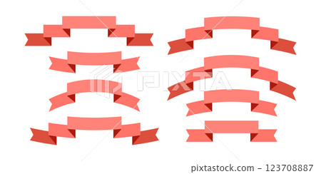 Set of pink flat ribbons isolated on white background. Ribbon banner vector illustration. Watercolor lace Set of pink flat ribbons isolated on white background. Ribbon banner vector illustration. Watercolor lace 123708887