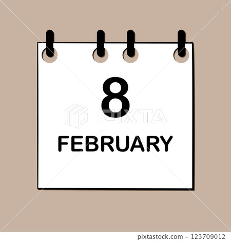 February 8. Daily Calendar icon for design. Simple design for business brochure, flyer, print media, advertisement. Easily editable 123709012