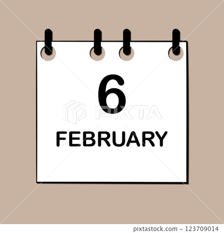 February 6. Daily Calendar icon for design. Simple design for business brochure, flyer, print media, advertisement. Easily editable February 6. Daily Calendar icon for design. Simple design for business brochure, flyer, print media, advertisement. Easily editable 123709014