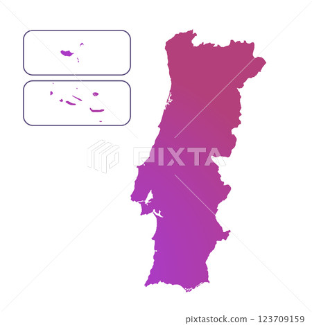 Map of Portugal, sign silhouette. World Map Globe. Vector Illustration isolated on transparent background. Europe continent 123709159