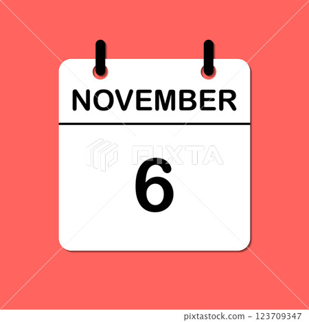 November 6. Daily Calendar icon for design. Simple design for business brochure, flyer, print media, advertisement. Easily editable 123709347