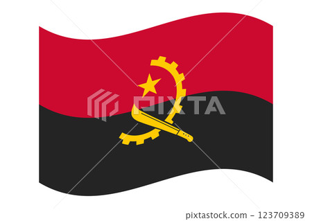 Flag of Angola. Angolan national symbol in official colors. Template icon. Abstract vector background Flag of Angola. Angolan national symbol in official colors. Template icon. Abstract vector background 123709389