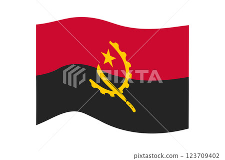 Flag of Angola. Angolan national symbol in official colors. Template icon. Abstract vector background Flag of Angola. Angolan national symbol in official colors. Template icon. Abstract vector background 123709402