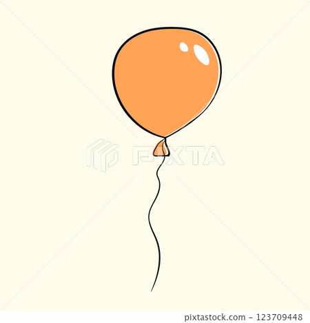 Color balloon isolated on a white background. Party decoration for birthday and celebrations. Vector doodle colorful festive helium balloon 123709448