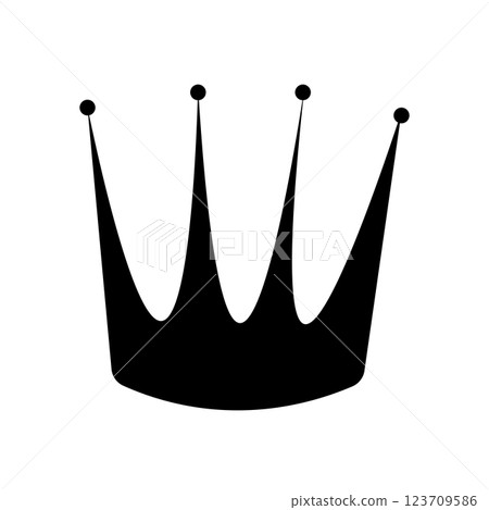 Crown logo graffiti icon. Black icon isolated on white background. Doodle vector illustration. Queen royal princess symbol. Outline design for drawing greeting cards, promotional items for girl,women 123709586