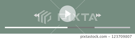 Template video player for web and mobile apps. Modern multimedia playback application. Audio player control panel, media music player 123709807