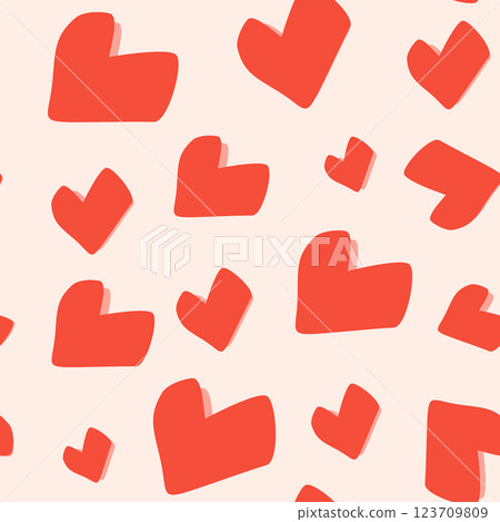 Seamless pattern with hearts. Template holiday vector illustration. Design for card, postcard, poster, print, banner. Cartoon colorful hearts on color background Seamless pattern with hearts. Template holiday vector illustration. Design for card, postcard, poster, print, banner. Cartoon colorful hearts on color background 123709809