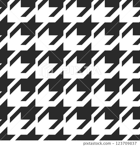 Geometric black and white seamless pattern with pied-de-poule ornament. Monochrome graphic repeating design. Modern minimalist stylish squared background. Vector chequered motif for fabric, textile 123709837