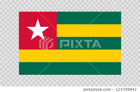 Flag of Togo. National symbol in official colors. Template icon. Abstract vector background 123709942