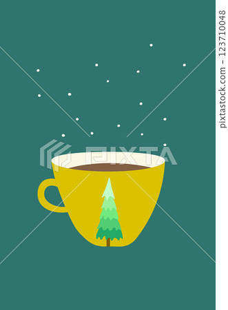 Advent calendar. Christmas print. The cute color cup. Kitchen doodle vector illustration. Design for hiliday card, poster Advent calendar. Christmas print. The cute color cup. Kitchen doodle vector illustration. Design for hiliday card, poster 123710048