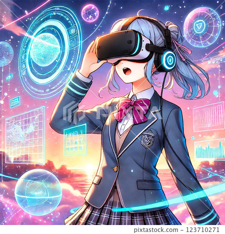 女學生進行VR課程 123710271