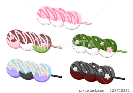 Colorful cherry blossom dango illustration material 123710281