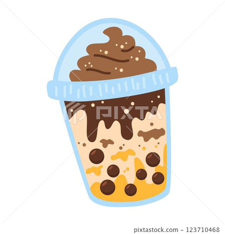 chocolate Bubble milk tea illustration 123710468