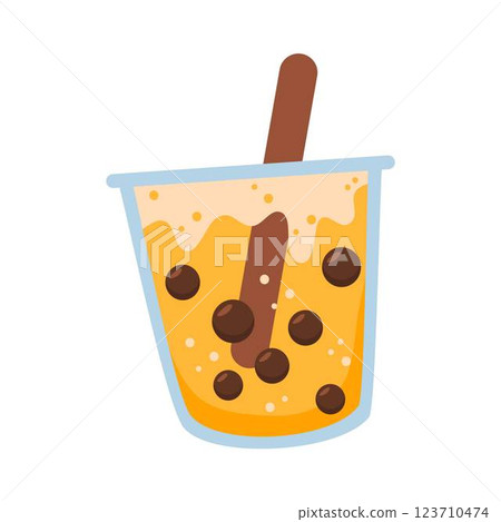pearl milk tea boba yummy beverages in glass pearl milk tea boba yummy beverages in glass 123710474