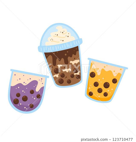 soft boba drinks plastic cup illustration 123710477
