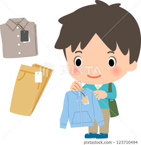 A man looking at items in a clothing store 123710494