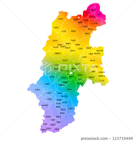 Nagano prefecture and municipalities map 123710499