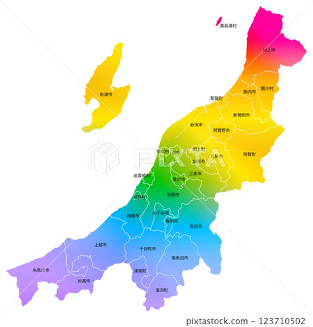 Niigata prefecture and municipalities map Niigata prefecture and municipalities map 123710502