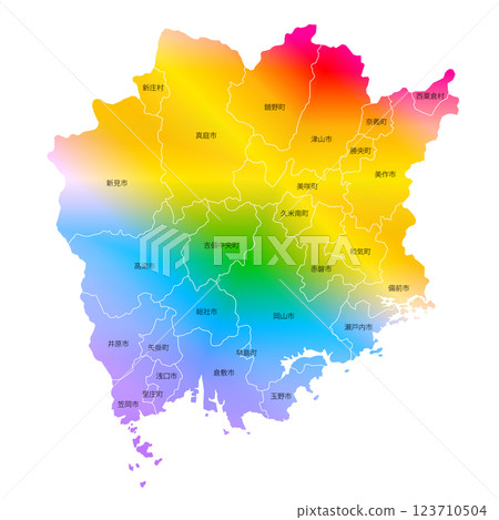 Okayama prefecture and municipalities map 123710504