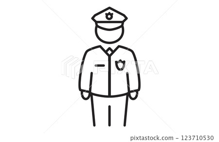 警官圖示簡單線條畫插圖 123710530