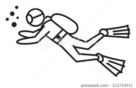 Diver icon simple line drawing illustration 123710531