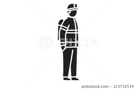 消防員圖示簡單線條繪圖插圖 消防員圖示簡單線條繪圖插圖 123710534
