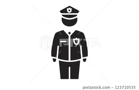 警官圖示簡單線條畫插圖 123710535