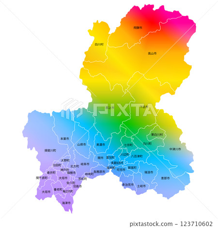 Gifu prefecture and municipalities map 123710602