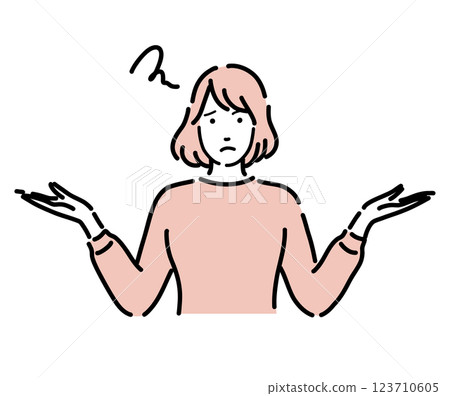 Illustration of a beautiful woman having trouble with perming her bob hair 123710605