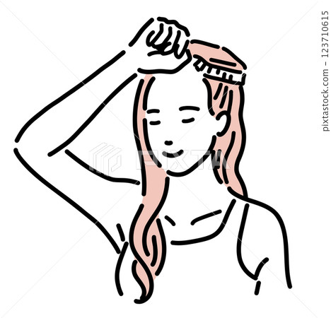 一位美麗女人微笑著刷牙的插圖 一位美麗女人微笑著刷牙的插圖 123710615