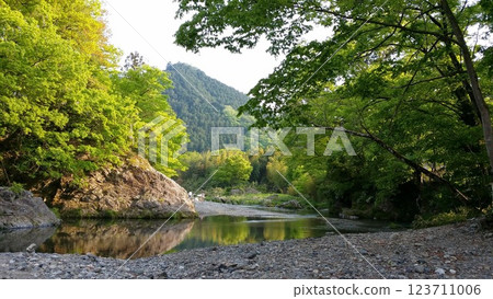 A valley surrounded by fresh greenery A valley surrounded by fresh greenery 123711006