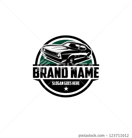 vintage car mustang legend. isolated silhouette. premium vector illustration design. best for logo, badge, emblem, icon, sticker design 123711012
