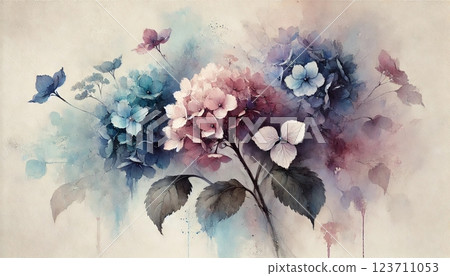 優雅的水彩繡球花 123711053